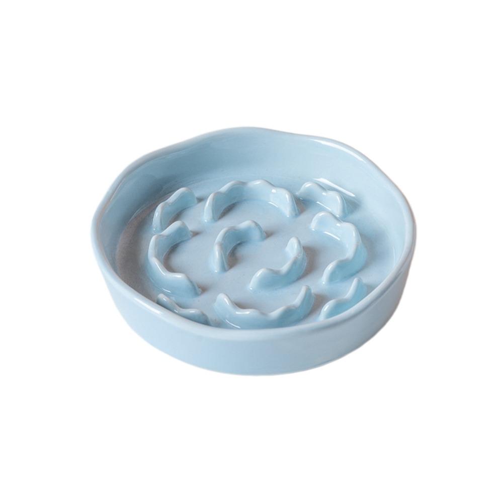 Anti Tipping Cat Slow Feeder Bowl Ceramic Dog Food Water Container for Kitten/Puppy/Bunny