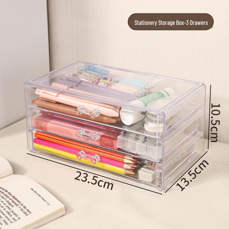 Прозрачный многослойный настольный органайзер для канцелярских принадлежностей с ящиками