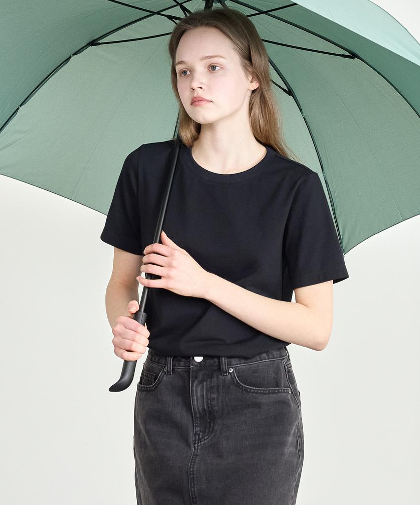 BASIC HOUSE Women'S Stretch Round Neck Regular Fit Short Sleeve T-Shirt Black