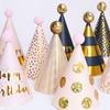 1pc Birthday Hats Kids Boy Girl Black Birthday Party Decorations Happy Birthday Paper Hat Prince Princess Crown