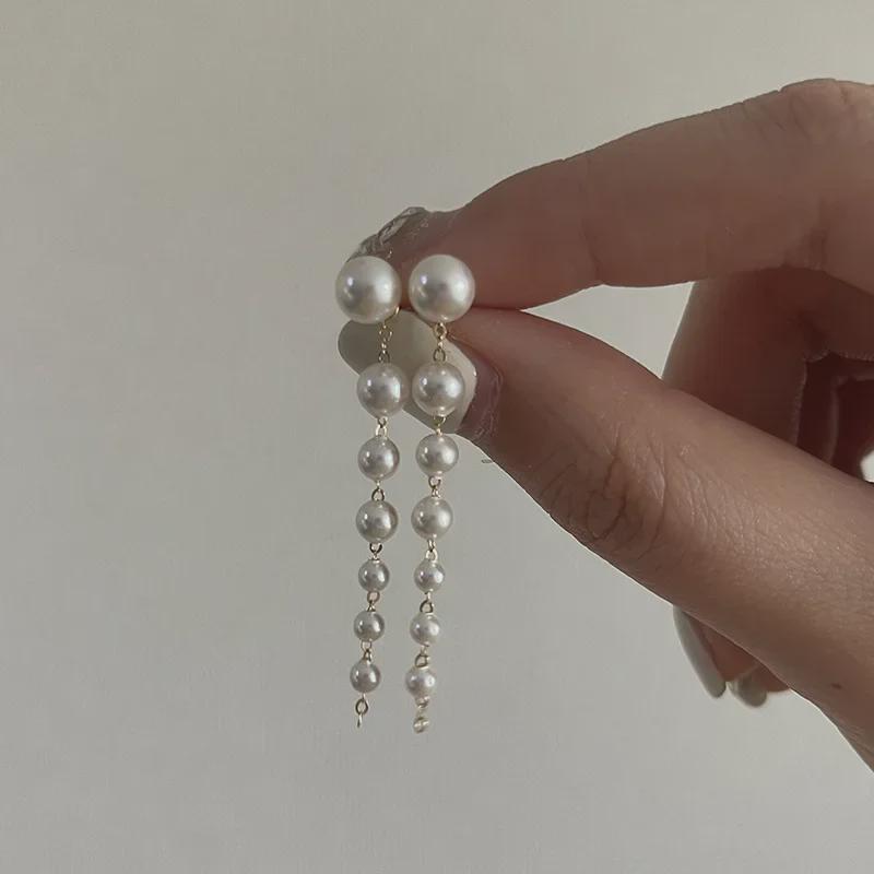Женские французские ретро-серьги с кисточками из легкого жемчуга класса люкс — элегантные, высококачественные, универсальные модные украшения