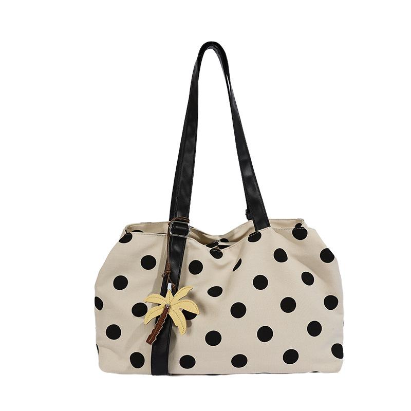This Year, The Popular Polka Dot Canvas Bag Women'S New Commuter Shoulder Tote Bag Large-Capacity Messenger Bag