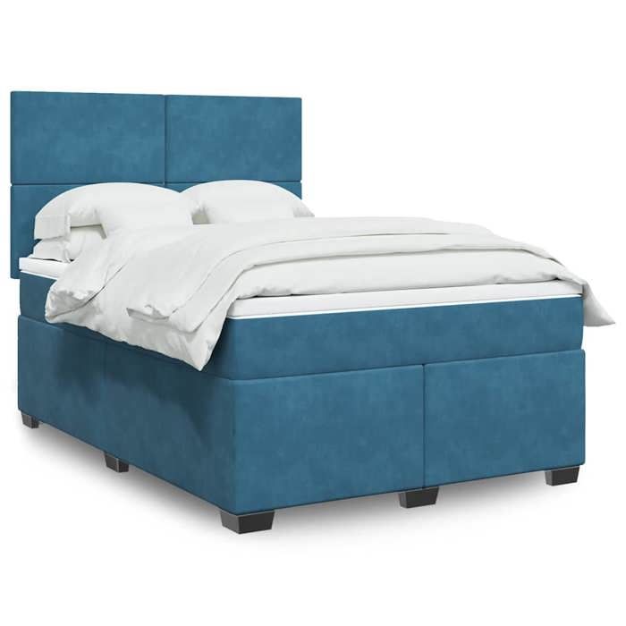 Maison Exclusive - Sommier à lattes de lit et matelas bleu 140x190 cm velours