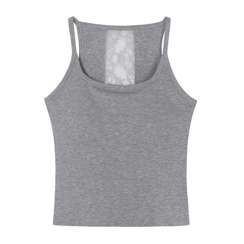 Кружевная майка на бретельках: Приталенный крой, сексуальный и чистый для женской весны/лета
