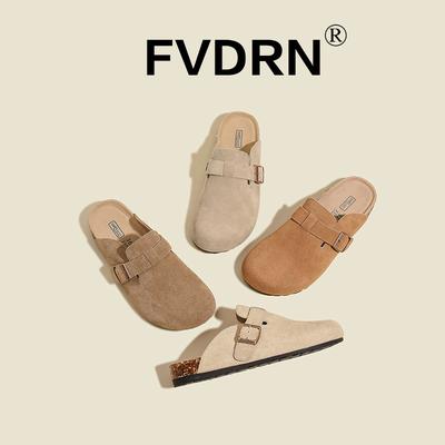 Большой размер, женские туфли из коровьей кожи, пробковая плоская подошва, голова-рыбацкая сумка, полушлепанцы