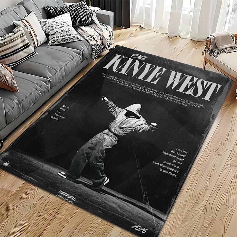Area Rug, Hip Hop Rapper Music Art Print, Man Cave Decor, Non-Slip Mat