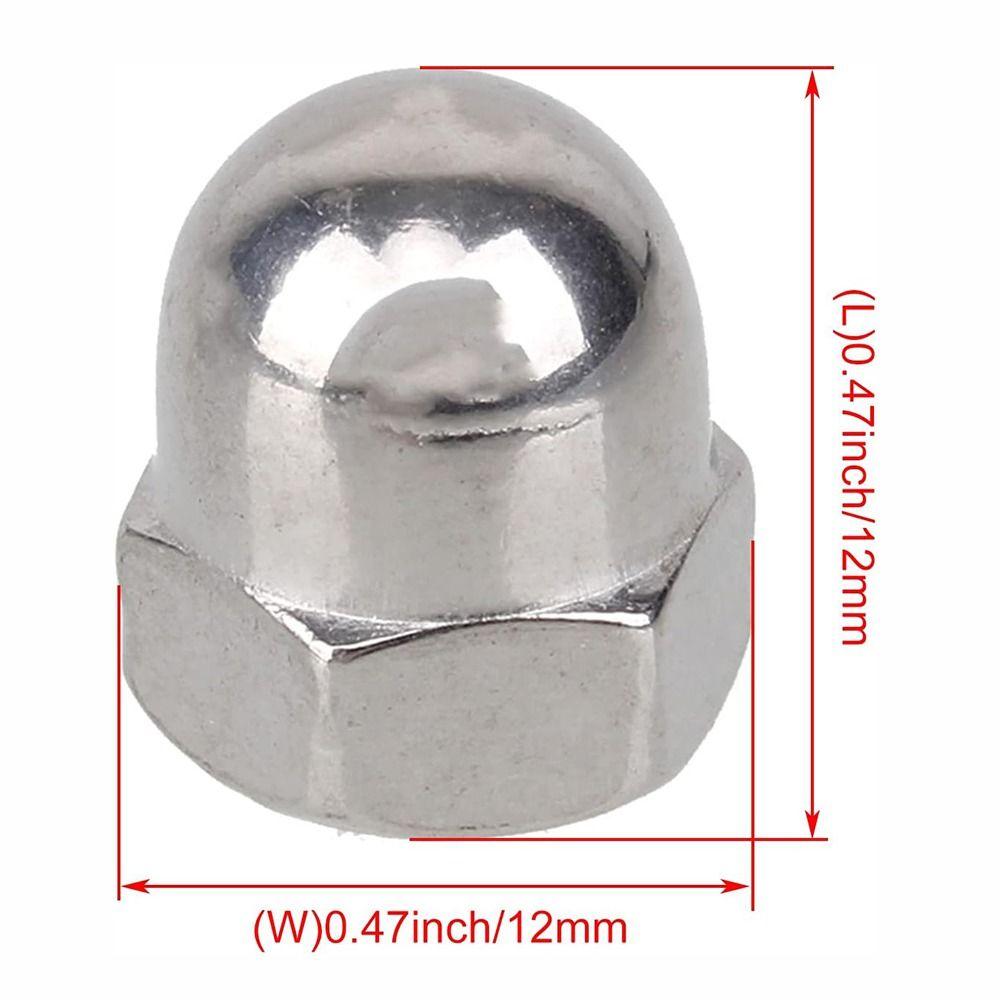 10Pcs 304 Stainless Steel Acorn Hex Cap M6 Thread Dia Acorn Cap Nuts Dome Head Nuts Fasteners