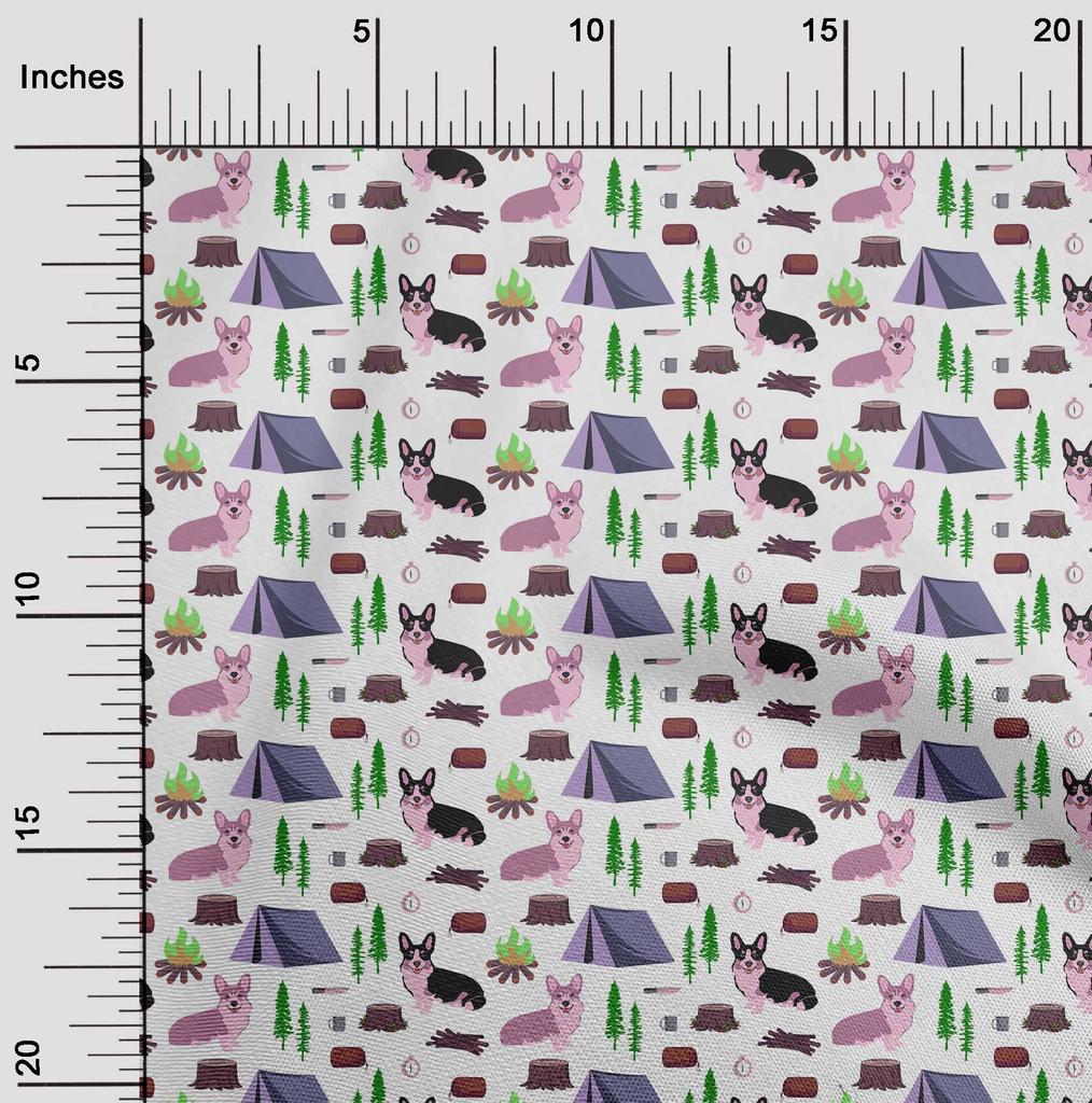 oneOone Ткань Cotton Flex Grey с цветочным принтом и щенками, проекты для шитья и рукоделия, принты на ткани по ярдам 40 дюймов