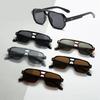 Retro Double Bridges Square Sunglasses Women Gradient Shades UV400 Fashion Brand Designer Rivets Men Sun Glasses Travel Eyewear