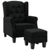 VidaXL Fauteuil avec repose-pied Noir Tissu
