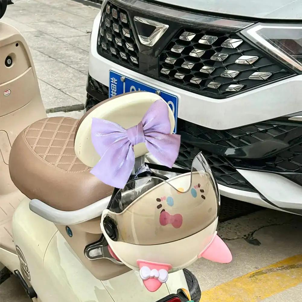 Украшение бантом для мотоциклетного шлема, стиль банта для украшения кузова автомобиля, аксессуары для электрического шлема для велосипеда, шелка, атласа, деталей