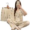 Девочка Мягкий Милый Мультяшный Поросенок Летний Хлопковый Короткий Рукав Пижама Женский Набор из Трех Предметов Любовь Одежда для Дома