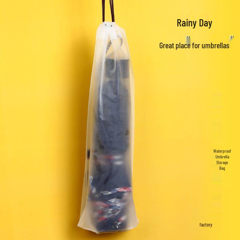 Waterproof Folding Umbrella Storage Bag - Travel-Friendly, Anti-Wet, Transparent Drawstring Cover