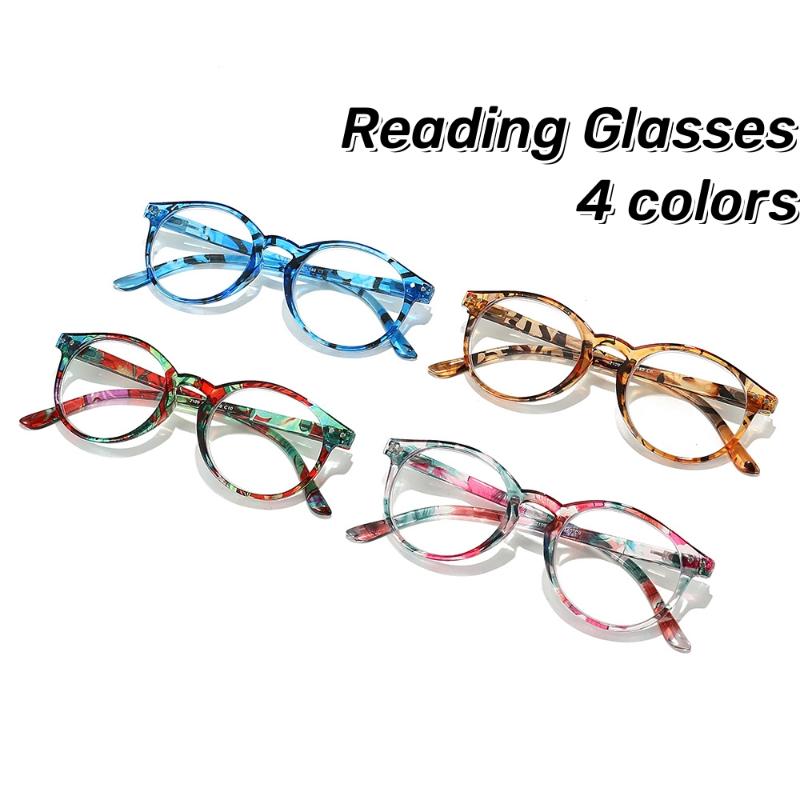 Large Frame Round Reading Glasses High-definition Flower Spring ladies Presbyopia Glasses Middle-aged and Elderly Glasses