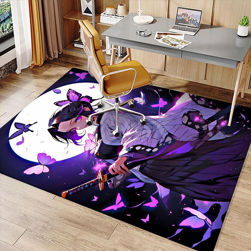 Demon Slayer Shinobu Kocho Printed Absorbent Washable Carpet, Non-Slip Bathroom Mats, Kitchen Rugs, Yoga Mat,Living Room Entrance, Camping Picnic Rugs