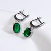 7*9mm Created Nano Emerald 925 Sterling Silver Tarnish Unique Zircon Womens 925 Silver Earrings