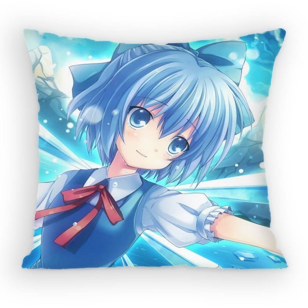 TOUHOU Project Cirno Cute Anime Girl Pillow Case Sofa Living Room Bedroom Headboard Backrest Cushion Square Cushion Nap Time
