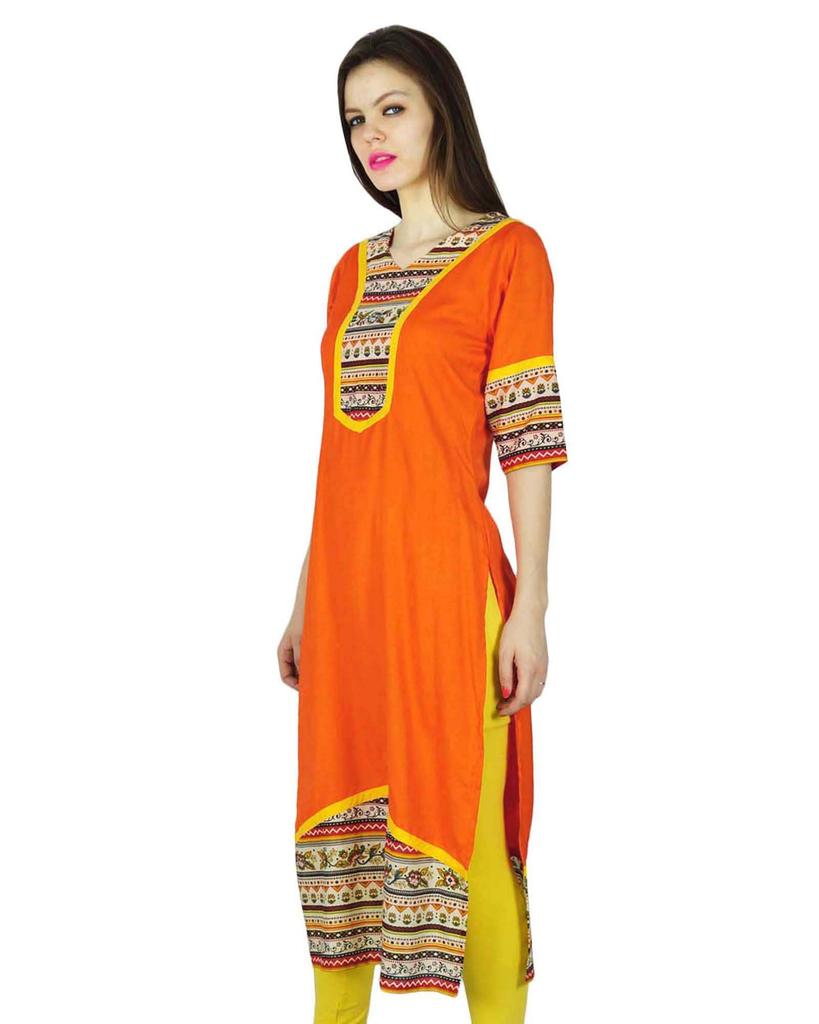 Phagun Indian Designer Cotton Rayon Kurta Women Kurti Casual Top Tunic Dress