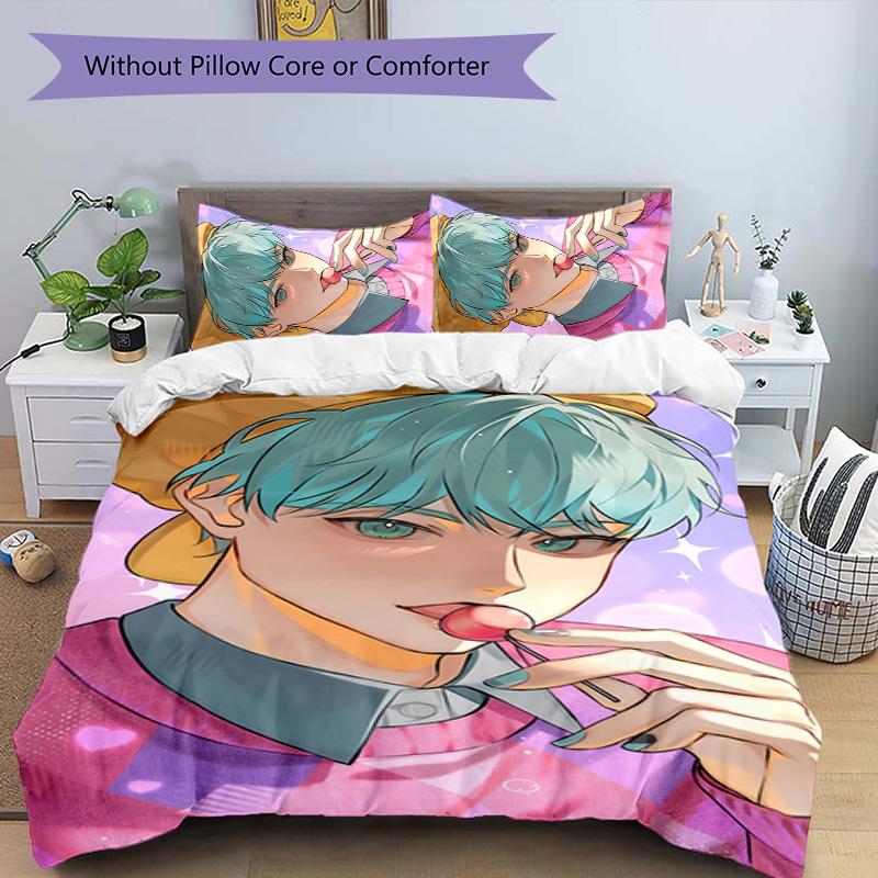 KPOP Hunter 3pcs Bedding Set Duvet Cover Closure Includes 1 Duvet Cover & 2 Pillowcases for All Seasons Bedroom Home Dorm Decor