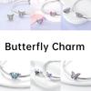 Dragonfly Charm 925 Silver Original Bee Safety Chain Sparkle Zircon Clip Charms Fit Bracelet DIY Jewelry For Women Wedding Gift