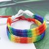 Вязаный радужный плетеный браслет из ниток, классический богемный плетеный браслет из веревок, цепочка для рук, девушка