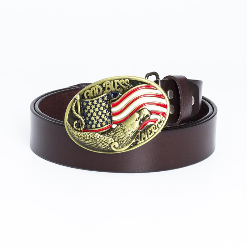 Ремень с пряжкой в виде орла с бронзовой точечной краской, модный ремень с американским флагом