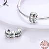 PANPOKI SS925 Sterling Silver Fixed Clip Stopper Beads Fit  Bracelets Necklace NEW Luxury Women Gift DIY Jewelry Making