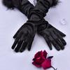 1 пара свадебных перчаток, эластичные перчатки Force Feather, атласные перчатки, длинные перчатки, свадебные банкетные перчатки в стиле ретро