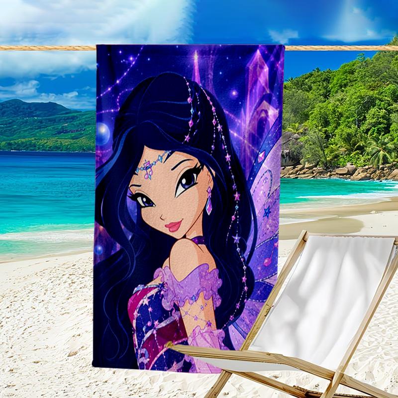 Ultra-Soft Beach Towel with Winx Club Theme,Ideal for Pool - Camping, Diving - Perfect Travel Essential, Vibrant Beach Towel.