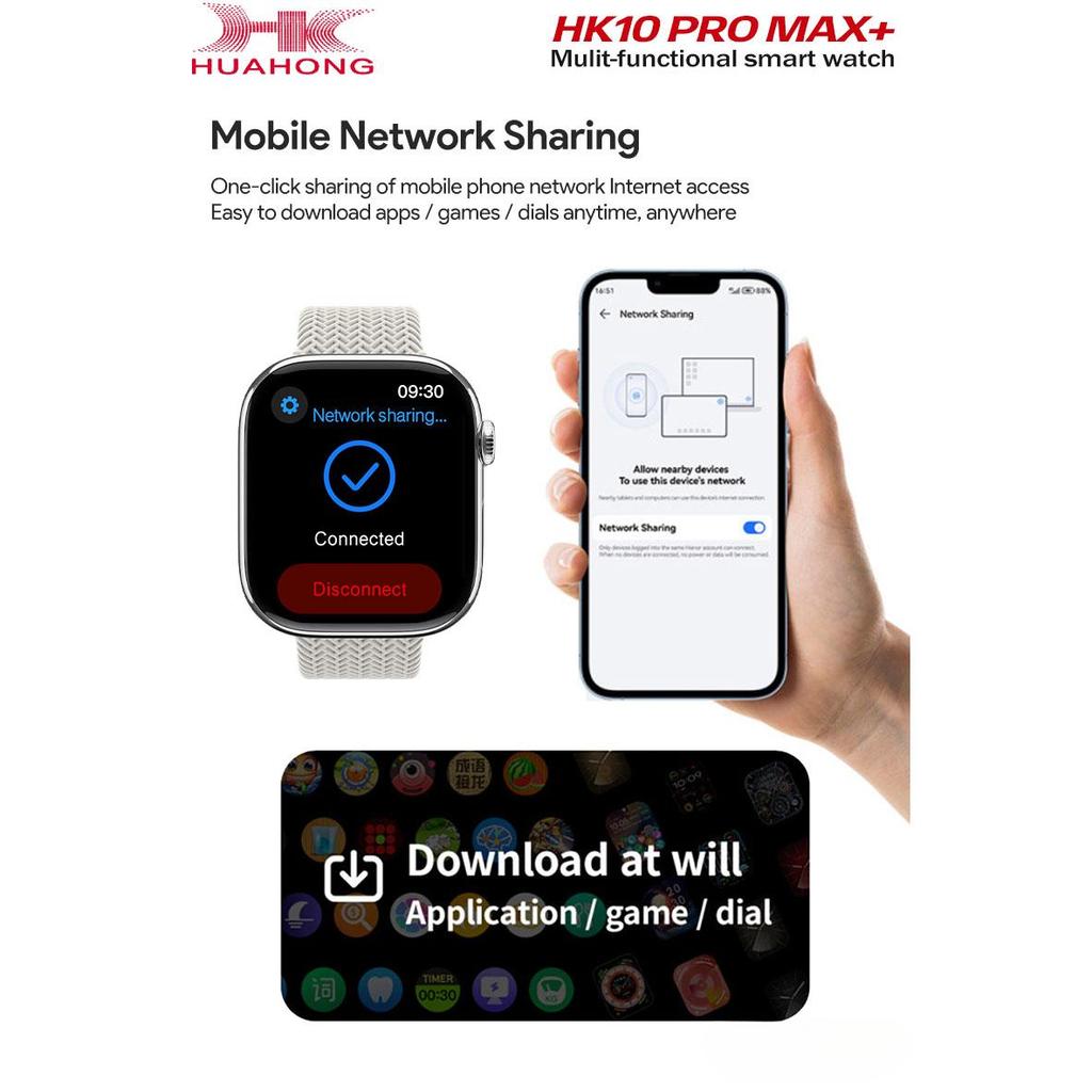 Умные часы HK10 PRO MAX+ AMOLED 2 ГБ ПЗУ NFC Bluetooth 46 мм с функцией локальной записи музыки Мужские и женские умные часы