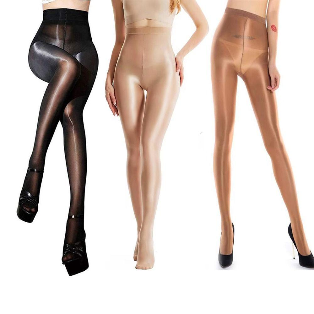 Oil Bright Shimmer Tights High Waist Shaping Silk Stockings Fashion Shiny Oil Stockings Girls