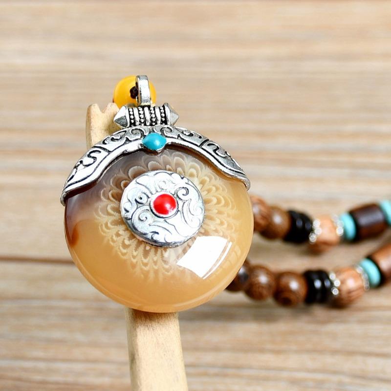 GemChic женские новые винтажные деревянные бусины янтарный кулон длинное ожерелье классическая этническая мода день рождения рождественский подарок на ювелирные изделия