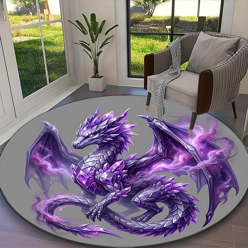 [Dark Red Dragon Skull Printed Carpet] Durable Home and Office Round Rug, Kitchen Farmhouse Decorative Floor Mat