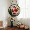 Dropshipping Colorful Round Stained Glass Santa Claus Ornament Wind Chimes Colorful Wall Art Pendant Sun Catcher