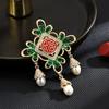 New Chinese Style Lucky Character Freshwater Imitation Pearl Brooch With Micro Inlaid Zircon Breast Flower Accessories