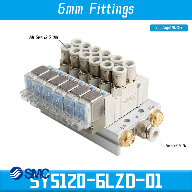 SMC SY5120 SY5120-4LZD-01 SY5120-5LZD-01 SY5120-6LZD-01 Многопозиционный комбинированный коллектор Пневматическое управление соленоидными клапанами