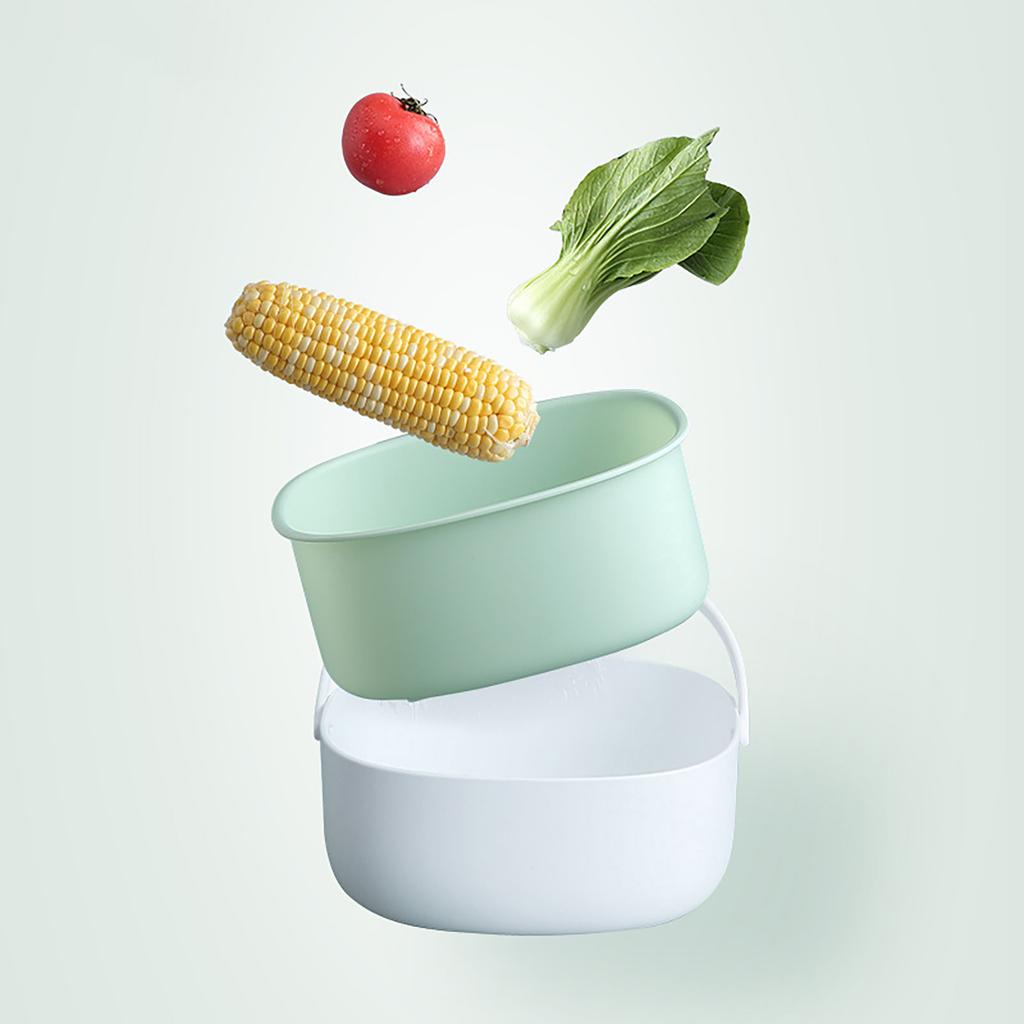 Fruit Vegetable Washing Strainer Baskets, Drain Cooked Pasta Dry Dishes Bowl, Portable Double Layered Cleaning Plate Drain Basin For Kitchen
