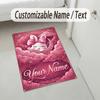 Easter Bunny Theme Crystal Velvet Rug Personalized Custom Name Text Soft Floor Mat Home Decor