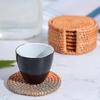 Rattan Coaster With Stand Storage Box Handmade Tea Cup Round Edge Coaster Suitable For