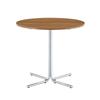 Round modern side table, walnut MDF tabletop, chrome-plated 3-leg metal frame, for living room, dining room, balcony and office, minimalist design