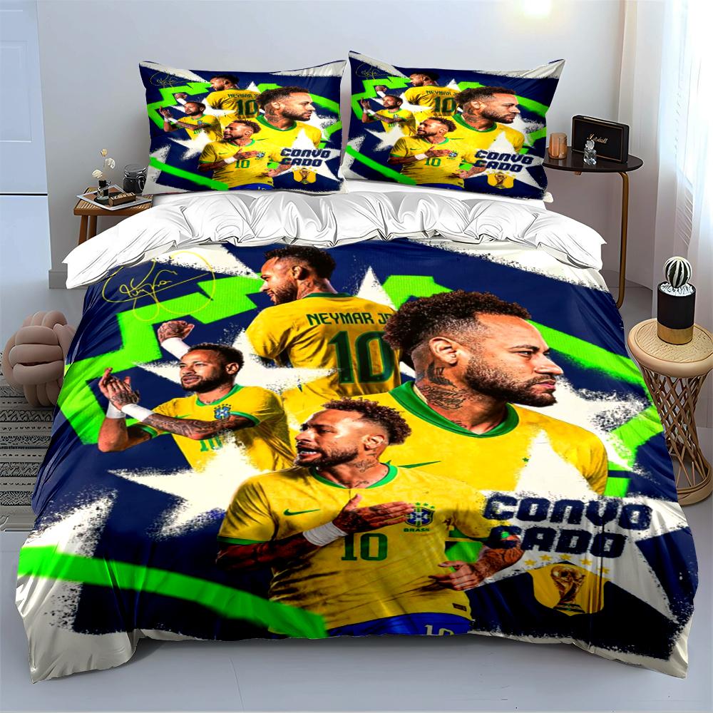 Brazil Football Star Bedding Set Bedding Duvet Cover Set Duvet Cover Pillowcases Home Decor (1 * Duvet Cover 2 * Pillowcases, without duvet insert)