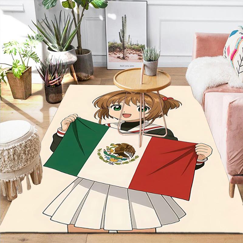 1pc Mexican Flag Celebration Carpet Rug for Bedroom Living Room Decor Sofa Home Game Area Rug Non-slip Floor Mat. DT71501163