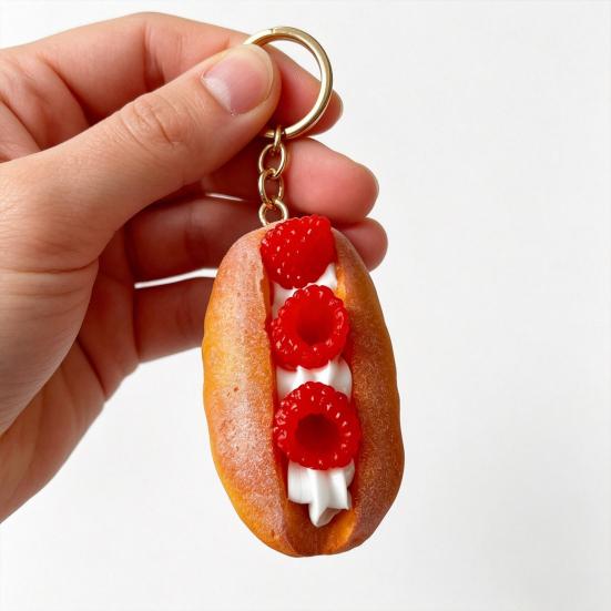 Simulated Food Squeeze Toy Keychain Stress Relief Bread Dessert Key Ring