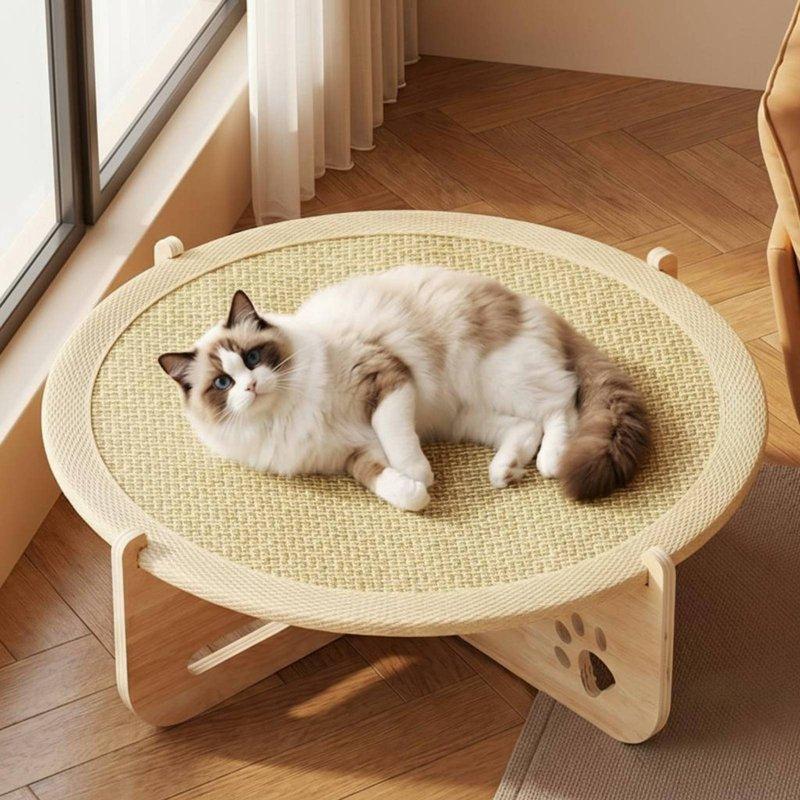 Feline Scratcher Bed Breathable Feline Hammock Bed Small Dog Sleeping Mat Scratch Resistant Wooden Frame for Summer