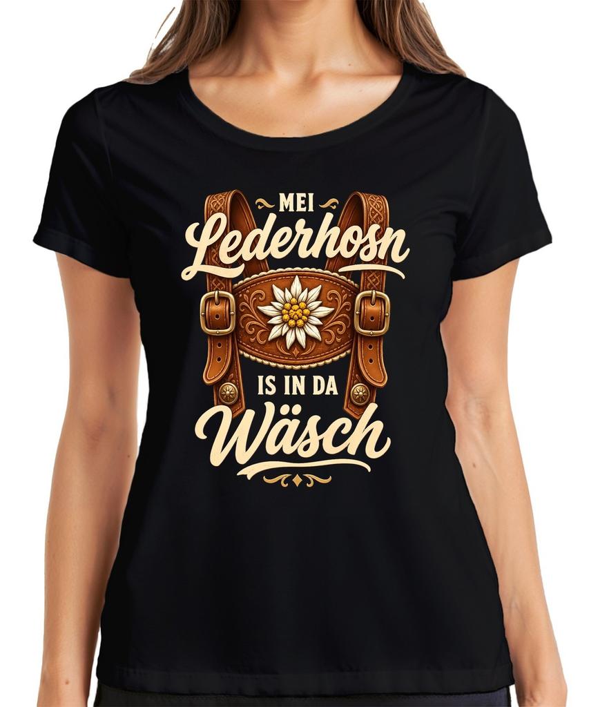 Mei Lederhosn is in da laundry Oktoberfest Bavaria Lederhosen dirndl women's T-shirt