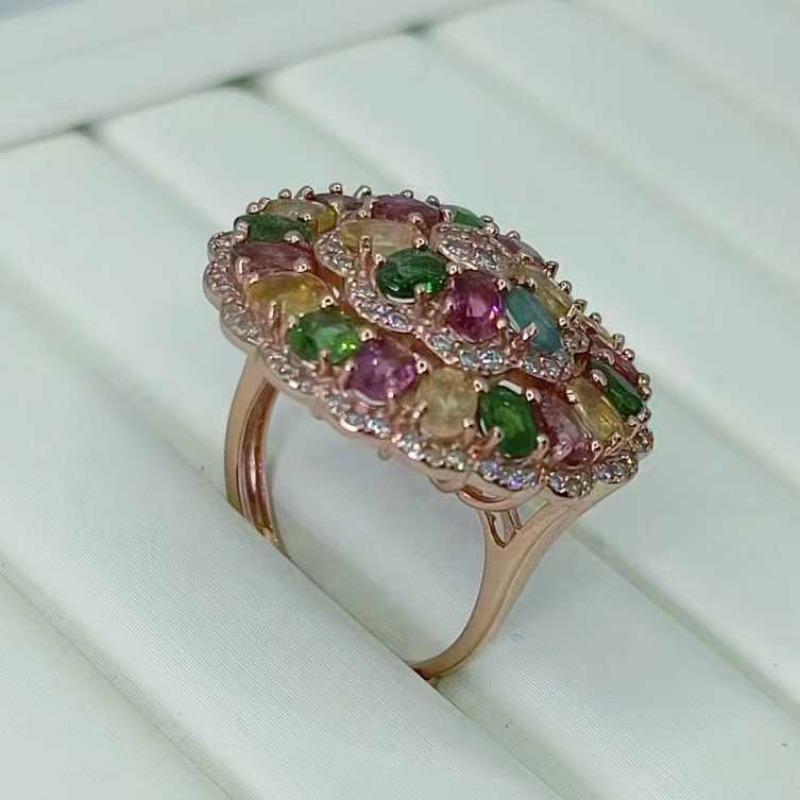 Sace Gems Кольца из стерлингового серебра 925 пробы 3*4 мм с натуральным турмалином для женщин, ювелирные украшения для помолвки, коктейлей и вечеринок