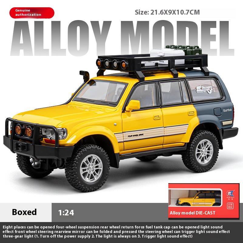 Модель из сплава Toyota FJ Cruiser Camper в масштабе 1/24, крутой звук и свет, открывается во многих местах кузова, четырехколесный амортизатор