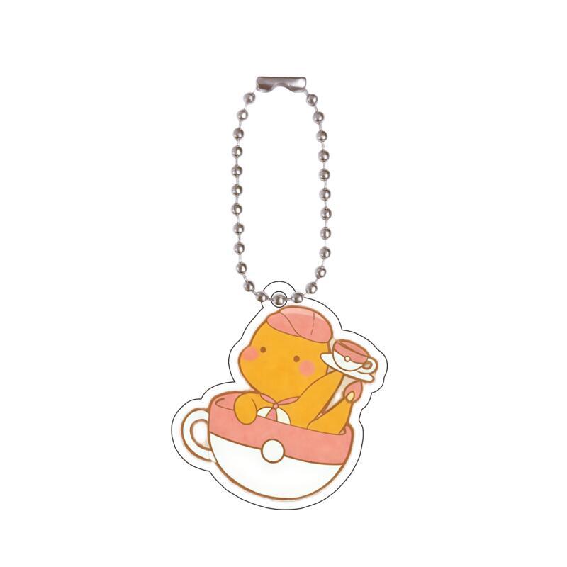 Акриловый брелок для ключей из аниме Rowlet Togepi Munchlax Charmander Eevee Серия "Чайная чашка" Самодельная акриловая пряжка-брелок для сумки Подарок
