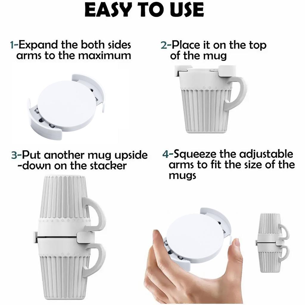 Органайзеры для хранения кофейных чашек и кружек – 6 шт. Расширяемые и штабелируемые для кружек, чашек, шкафов и шкафчиков – решение для экономии места