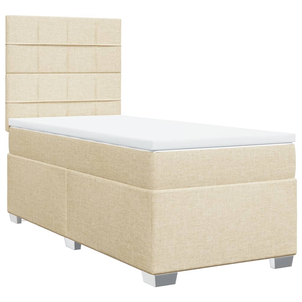 Box Spring Bed with Mattress Cream 90 x 190 cm Fabric